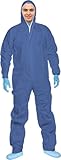 ACE CoverX Arbeits-Overall mit Kapuze - Einweg-Schutzanzug für die Arbeit - gegen Chemikalien & Partikel - Blau - XXL