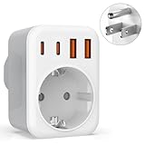 5 IN 1 USA Adapter Steckdose, Reiseadapter USA Typ B mit 2 USB C & 2 USB A, Adapter USA Deutschland Stecker für Amerika, Kanada, Mexiko,Thailand