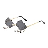 YUELUQU Vintage-Mode, lustige Festival-Sonnenbrille, Metallrahmenlos, für Damen und Herren, Punk-Partybrille (Wolke-Schwarz)