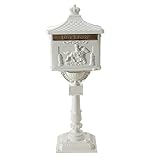 HNYJVZEVG Außenbriefkästen Standbriefkasten mit Pfosten Aluminium-Gartenabwurfkasten Wetterfester Briefkasten Retro-Pfostenmontage-Vorschlagsposten(Blanc)