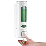GKSCXEXE Seifenspender Wand, 400ML Seifenspender Wandbefestigung Ohne Bohren, Einzelkammer Shampoo Duschgel Spender für Bad, Pumpspender Küche Handseifenspender Wandmontage Soap Dispenser (Weiß)