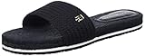 Tommy Hilfiger Damen Th strukturierte flache Sandalen, Schwarz , 37 EU