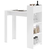 WOLTU Bartisch Stehtisch Bistrotisch Küchentisch, Bartheke mit 2 offenen Fächern 3 Ablagen, für Bar Bistro Küche Wohnzimmer Esszimmer, 110x48x120 cm, Weiß, BT50ws