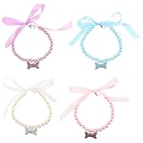 FRCOLOR 4 Stück Verstellbares Katzenschmuck Acryl perlenkette und Knochenanhänger Verstellbare Halskette für Kleine Hunde und Katzen Langlebig Sichtbar und Sicher für Täglichen Gebrauch