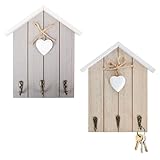 BIFHIG 2-Teilige Haken, Holzhausförmige Haken, Kreative Wandhaken, Multifunktions-Aufbewahrungsregale, Schlüsselaufbewahrung, Geeignet Für Eingänge, Schlafzimmer Und Wohnzimmer.