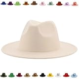 Faringoto Fedora-Hut für Damen, Winter, luxuriös, für Damen, beige, Einheitsgröße