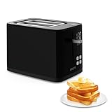 Krups KH641810 Smart'n Light Toaster, Zwei-Scheiben-Toaster, Digitaldisplay, 7 Bräunungsstufen, herausnehmbare Krümelschublade, Countdown, Anhebevorrichtung, Schwarz