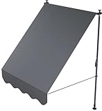 Juskys Klemmmarkise Kapstadt 150x120 cm - Höhenverstellbar & UV-beständig - Balkon & Terrasse - Wetterfest & Sichtschutz - Terrassenüberdachung Grau