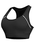 Paeceioni Sport BH Damen Ohne Bügel Starker Halt Große Brüste Push Up, Bustier Damen Gepolstert, Sport-BHS für Damen Yoga Top Sports Bra Einstellbar Fuer Fitness Training Schwarz(XL)
