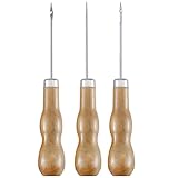 3 Stück Ahle Mit Holzgriff DIY Lederhandwerk Nähen Ahle Loch Ahle Gebogene Ahle Nähen Werkzeug Holzgriff Locher Nähen Stanzen Mit Holzgriff Zum Nähen Reparieren Für Leder Nähen Stanzen DIY Werkzeug