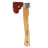 Xforst Axt X-TA5, Beil aus geschmiedetem Karbonstahl. Handbeil aus Hickory Holz Stiehl mit Schneidenschutz aus echtem Leder. Wikinger Axt Modell.