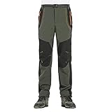 Herren-Thermohose, gepolsterte Skihose für Herren, leichte Wanderhose, bequeme Fleece-gefütterte Schneehose, wasserdicht, winddicht, Outdoor-Softshell-Hose mit Reißverschlusstaschen, grün, XL