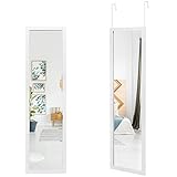 COSTWAY Ganzkörperspiegel 33x120cm, 2 in 1 Wandspiegel und Türspiegel, Hängespiegel Spiegel für Garderobe Schlafzimmer Wohnzimmer (Weiß)