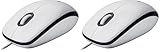 Logitech M100 Kabelgebundene USB-Maus, 3 Tasten, 1000 DPI Optical Tracking, Für Links- und Rechtshänder, Kompatibel mit PC, Mac, Laptop - Weiß (Packung mit 2)