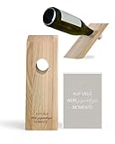 Livlig53 LIVLIG Weinflaschenhalter aus Holz, Magischer Flaschenhalter mit personalisiertem Flaschenetikett, Geschenkidee, Spruch: Auf viele weinzigartige Momente