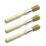 Klebstoffpinsel-Set, 3 Stück, professionelles Naturholz, runder Klebstoff- und Wachspinsel für Malen, Bücherbinden, Möbel, Superwachs-Pinsel, Kalkfarben, für kleine Projekte
