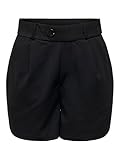 ONLY Damen Shorts High Waist Bermudas Knopf-Detail bequem stilvoll Sommer Pants, Farben:Schwarz-3, Größe:L