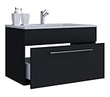VCM 2-TLG. Waschplatz Waschtisch | Waschbecken Unterschrank Breite 80 cm | Badmöbel Set hängend mit Einer Schublade | Badinos