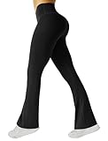 Friptspyg Damen Hose Stretch Yogahose Causal Arbeits Hosen High Waist Freizeithose Business Schlaghose Flared Leggings Sporthose, Schwarz XL