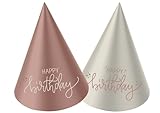 Folat 68712 Geburtstag Dekoration Rosa, Creme, Champagner Gold - Mini Party Hütchen - Crème Rose - 10 cm - 6 Stück - Eine raffinierte und lebendige Geburtstagsdeko Happy Birthday