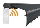 Arilco Elektrische Vollkassettenmarkise Kassettenmarkise Gelenkarmmarkise Markise Sonnenmarkise Sonnenschutz in vielen Farben und Größen wählbar in der Kassettenfarbe Anthrazit (6x4m Anthrazit)
