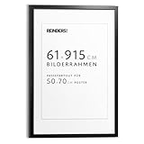 REINDERS Bilderrahmen schwarz MDF holz für Poster 61x91,5cm, mit Passe-partout 50x70cm