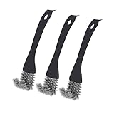 ANQIA Grillrostbürste und Schaber, Grill, Küche, Herd, Reinigung, Spüle, tote Ecken, kleine Borsten, schwarz, 3 Stück