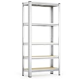 Wiltec Schwerlastregal 90x30x180cm, Gesamtlast 875kg, Steckregal verzinkt aus Stahl, Lastenregal mit 5 Ablagen, Werkstattregal