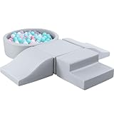 SweHouse Schaumstoff Bausteine Kinder Klettern: 5 PU-Leder Indoor Softbausteine Spielbausteine - Weiche Bausteine Baby Montessori Kletterspielzeug mit Bällepool(Kein Ball)