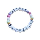 Bunte Perlen Armband Schwester, Kind Geschenk für Große Schwester, Elastisches Perlenarmband Geburt Gift, Flexibel Einstellbar Grosse Schwester Geschenk, für Ladies, Große Schwester Schönes Geschenk