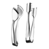 Zerodeko 2er Set Edelstahl Eiswürfelzange Multifunktionale Zange Für Zuckerwürfel Kekse Und Desserts Ideal Für Gastronomie Und Zuhause Silberfarben 304 Edelstahl