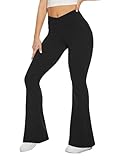 TNNZEET Schlaghose Damen Cross Waist Flared Yogahose Blickdicht Bootcut Leggings Jogginghose Jazzpants für Gym Sport(Schwarz,M)