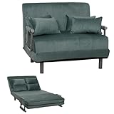 Schlafsessel HWC-K29, Klappsessel Schlafsofa Gästebett, Liegefläche 190x100cm, Stoff Chenille (370g/m²) - blau-grün