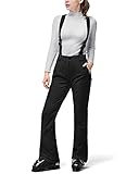 33,000ft Damen Skihose Hosenträgerhose Outdoorhose Wasserdicht Winddichte Softshellhose Warme Gefütterte Schneehose Snowboardhose Skilanglaufhose Thermohose Wanderhose Ski Pant, Schwarz S