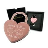 Geschenkfreude Liebesschloss mit Gravur witterungsbeständig - personalisierte Geschenke für Paare zu Weihnachten - kleine Geschenke Weihnachten - Geschenk für Sie - Schloss mit Gravur rose