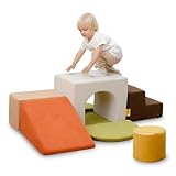 BanaSuper Schaumstoff-Kletterblöcke für Kinder, Schaumstoff Bausteine XXL, EN71-zertifiziert & rutschfest, Kinder Montessori Spielzeug, Waschbare Hülle für Indoor-Spaß, Baby Soft Playset(Bunt)