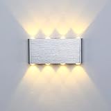 Lightess LED Wandleuchte Innen Warmweiß Wandlampe Modern Up Down Licht Wandlicht Silber Wandbeleuchtung aus Aluminium Flurlampe Wand Beleuchtung für Wohnzimmer Schlafzimmer Treppenhaus
