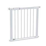 Safety 1st Flat Step Gate, Treppenschutzgitter ohne Bohren, 73–80 cm (max. 101 cm erweiterbar), Sehr Flache Türkante, Türschutzgitter 'Bleibt Offen', Mit Einer Hand Öffnen, Montage ohne Bohren, Weiß