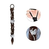 Pferdeschwanz-Haarteil für Frauen Synthetische Zöpfe Pferdeschwanz-Verlängerung for Frauen, elastischer Haargummi, Pferdeschwanz-Verlängerung mit Schmetterlings-Haarschmuck, täglicher Gebrauch, Haarte