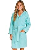 Morgenstern Bademantel Kinder & Teenager Mädchen Jungen 100% Baumwolle Frottee mit Kapuze OEKO-TEX® Kinderbademantel Morgenmantel Größe 158-164, Türkis