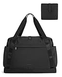 BAGSMART Reisetasche, Faltbare Reisetasche, Sporttasche für Damen und Herren, Weekender Multifunktion, Anti-Falten Handgepäck Tasche, 29L(Schwarz)