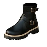 Generisch Schuhe Damen Stiefel Kurz Stiefel Flach Modische Übergangsstiefel Bequeme Sportschuhe Retro Stil Walkingschuhe Slipper Schlupfstiefel Reitstiefeletten Ankle Boots