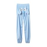 Generisch Elefanten Hose mit Rüssel und Ohren Herren Lustig Warm Elefanten Jogginghose Locker Flanellhose Baggy Pyjamahose Männer Schlafanzughosen Kuschelhose Komisch Thermohosen