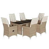 7-TLG. Garten-Bistro-Set mit Kissen Beige Poly Rattan,3276943