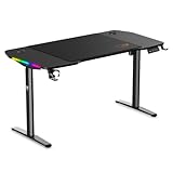 Spirit Of Gamer - HEADQUARTER 900, Gaming-Schreibtisch, Sitz- und Stehtisch, elektrisch, Holzplatte 140 x 70 cm, höhenverstellbarer Tisch 75 bis 120 cm, Bedienfeld mit Speicherfunktion, Stahl, Matte