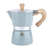 TOYZFRIENDY Dicker Aluminium Kaffeebereiter Mokka Kanne Achteckig für 3 Personen Hellgrün Europäische Kaffeekanne für Zuhause Büro Café