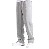 Generisch Graue Jogginghose Herren - Breite Jogginghose Herren Baggy Lang Gym Hosen Winter Lose Relaxed-Fit Sweathose Trainingshose Open Leg Jogger Sporthose Freizeithose Sweatpants, Grau, S