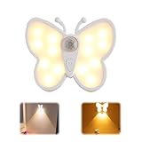 Yuragim Nachtlicht mit Bewegungssensor, LED Nachtlampe licht mit USB kabel und Magnethalterung, Schmetterlingslicht beleuchtung mit 3 Modi, Nachtlicht dimmbar für Kinderzimmer,SchlafzimmerFlur,Treppe.