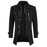 YOUTHUP Herren Wintermantel Wolle Winter Kurzmantel Mittellang Wollmantel Kurz Winterjacke für Business Freizeit, Schwarz-Dick, XXL