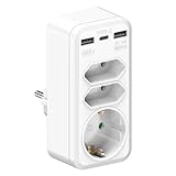 VIEVRE Adapter Mehrfachsteckdose,Steckdose mit USB,6 in 1 Mehrfachstecker,Steckdosenleiste mit USB,Steckdose USB,Mehrfachsteckdose mit USB,Mehrfachstecker mit USB,USB Verteiler Steckdose,